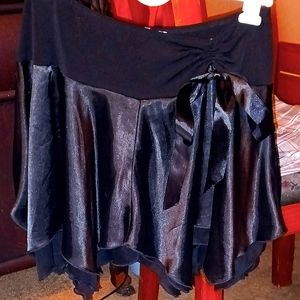Black satin layered skirt